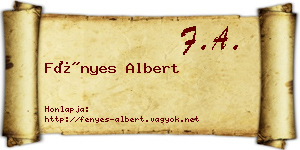 Fényes Albert névjegykártya